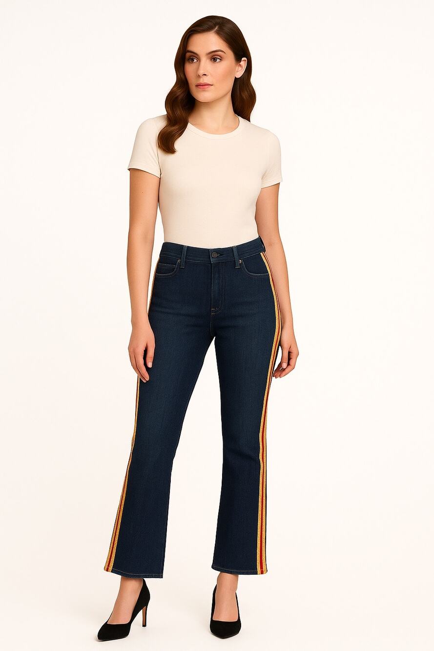 Mother Insider Crop Blue Jeans Swept Away Glitter Racer waist 25